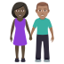 👩🏿‍🤝‍👨🏽 woman and man holding hands: dark skin tone, medium skin tone display on JoyPixels